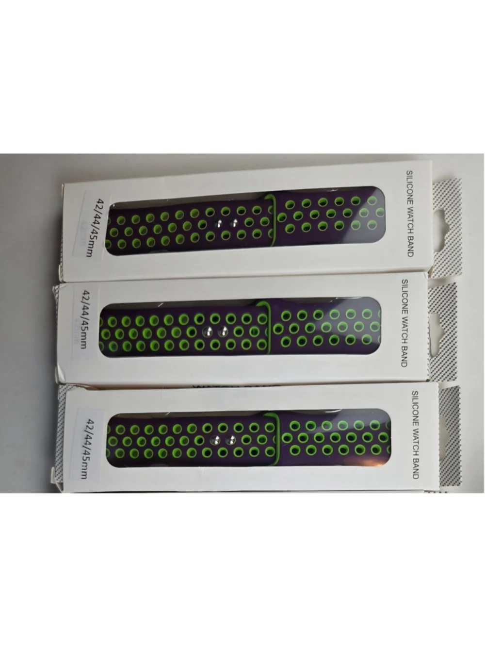 Compatible with Apple Watch Sport Band 42mm 44mm 45mm Purple Green Silicone